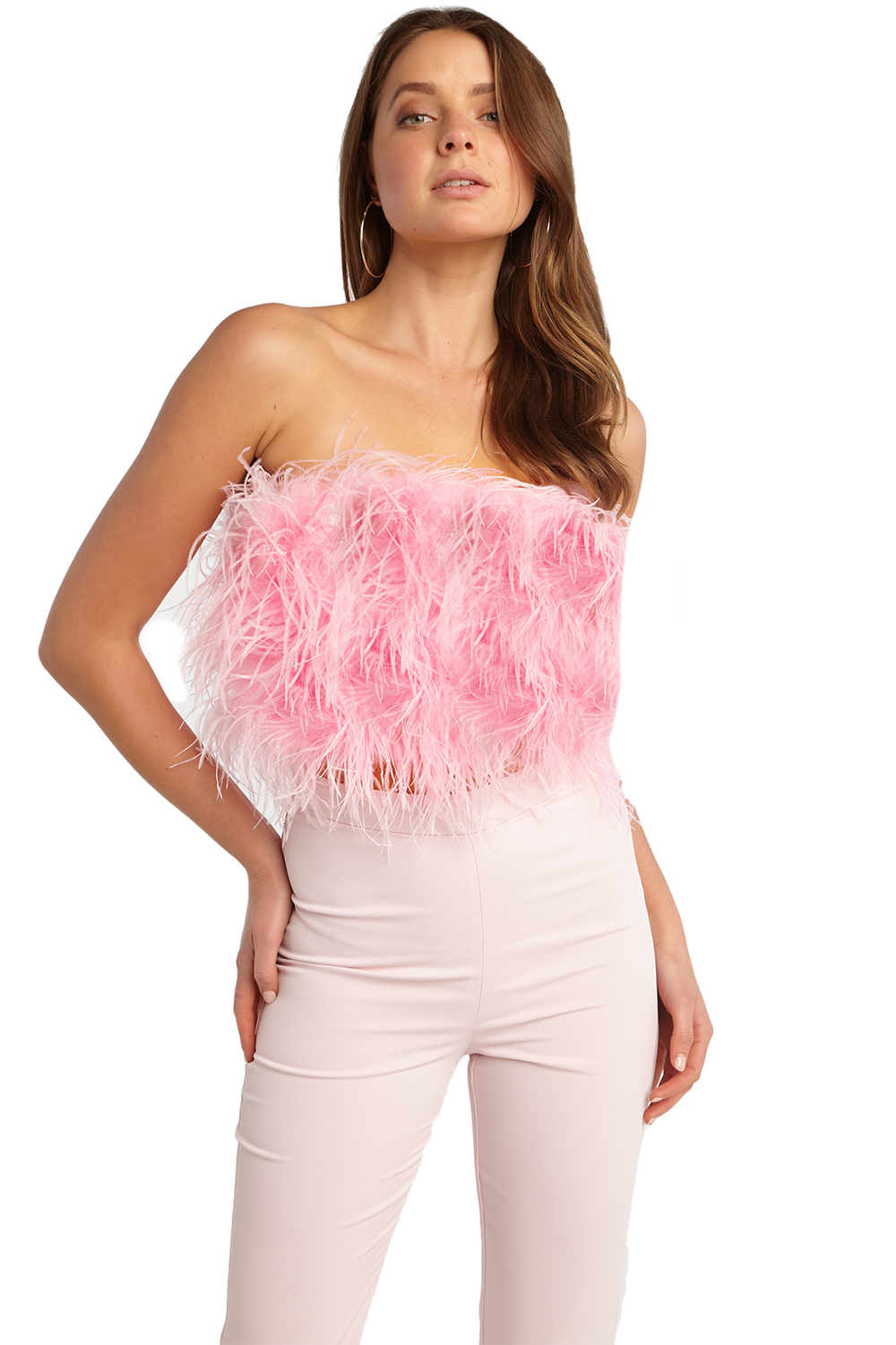 Feather Bustier Top in Lili Pink | Bardot